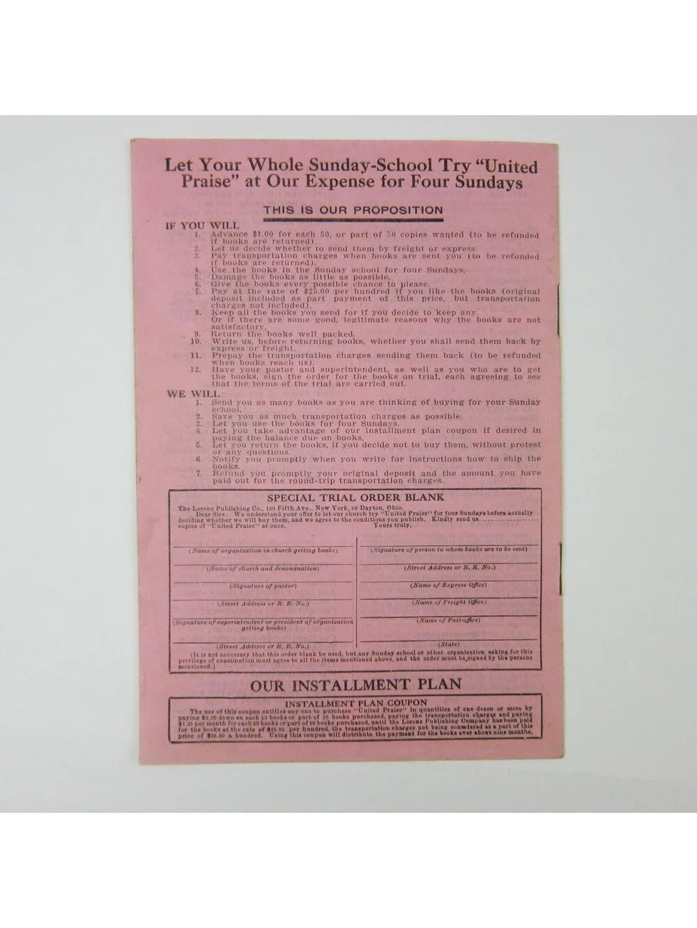 Sheet Music Christmas Service Sample Lorenz Publishing Co Dayton OH Antique 1909